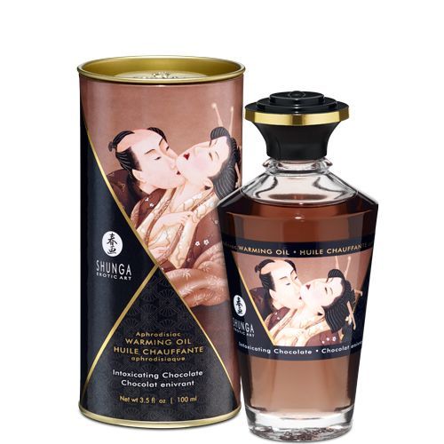 SO2498 Разогревающее масло Shunga Aphrodisiac Warming Oil – Intoxicating Chocolate (100 мл) без сахара