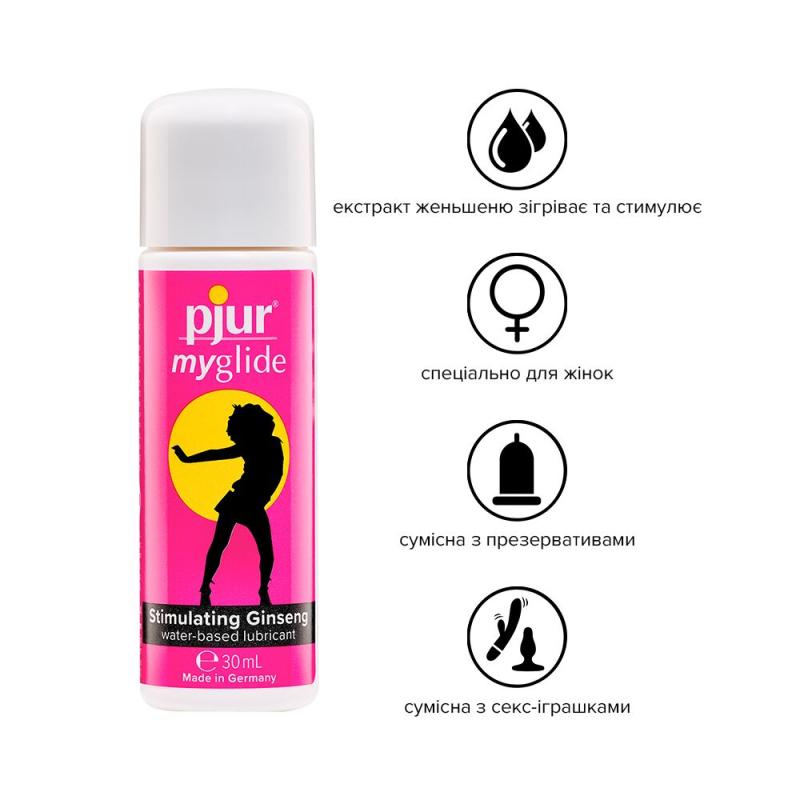 PJ10550 Возбуждающая смазка на водной основе pjur my glide 30 мл, с женьшенем, согревает