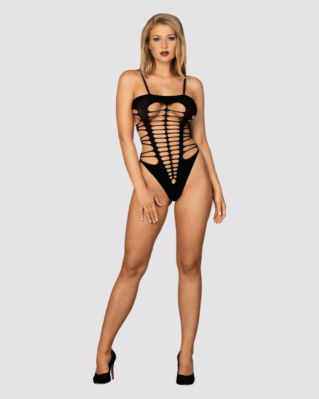 SO7210 Бодистокинг с поперечными вырезами Obsessive B122 teddy S/M/L, черный