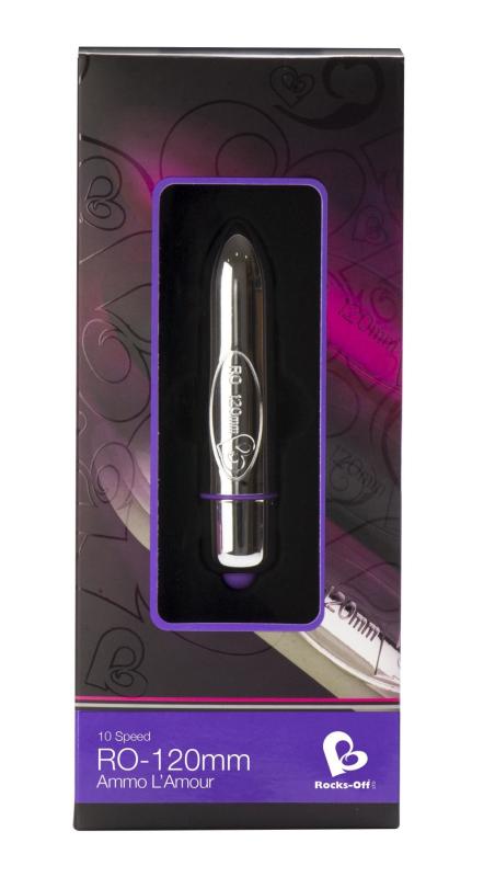 RO2019 Вибропуля Rocks Off RO-120mm 10 Chrome, 10 режимов работы, глянцевый хром