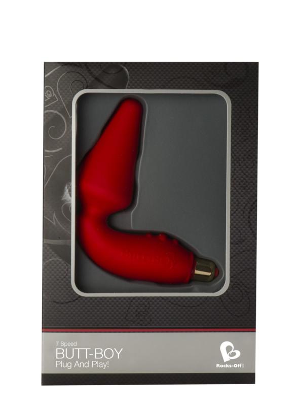 RO1661 Вибропробка Rocks Off Butt-Boy Red со стимуляцией промежности