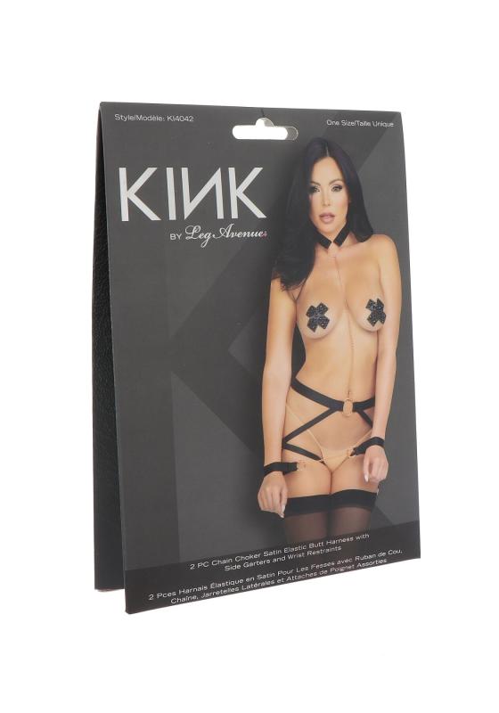 SO8566 Комплект ремней для бондажа Leg Avenue Harness & wrist restraints One size Black, чокер