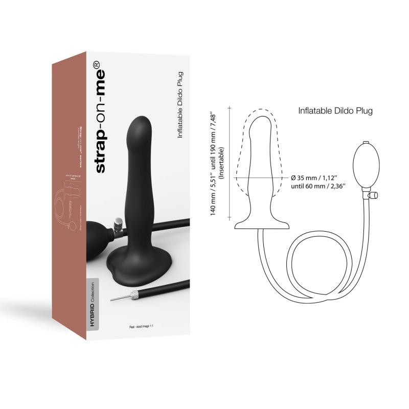 SO7383 Надувной фаллоимитатор Strap-On-Me INFLATABLE DILDO PLUG - NOIR, шарик внутри, диаметр до 6 см