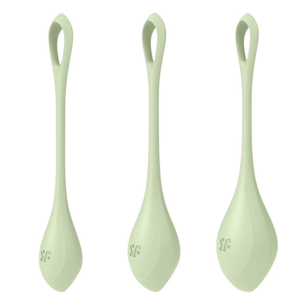 SO5549 Набор йони бусин Satisfyer Yoni Power 2 Light Green, диаметр 2-2,5-3см, вес 22-44-73гр