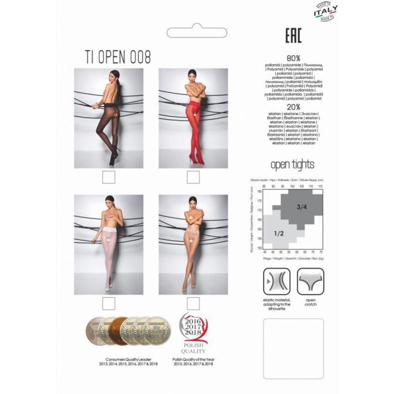 PS24520 Эротические колготки TIOPEN 008 black 3/4 (30 den) — Passion, с вырезом