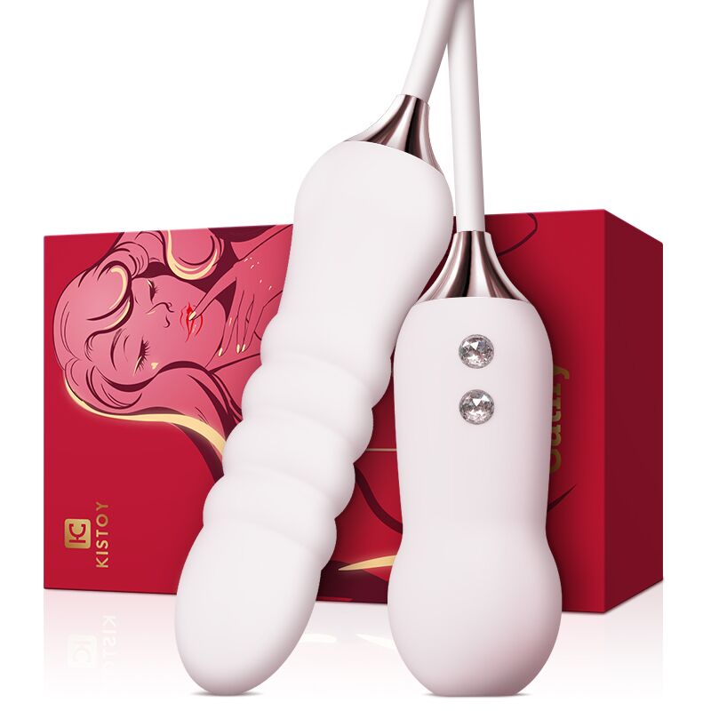 SO6037 Пульсатор с вакуумным стимулятором KISTOY Cathy White на гибкой сцепке