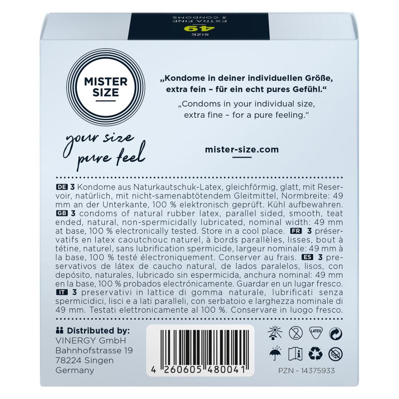 SO8033 Презервативы Mister Size - pure feel - 49 (3 condoms), толщина 0,05 мм