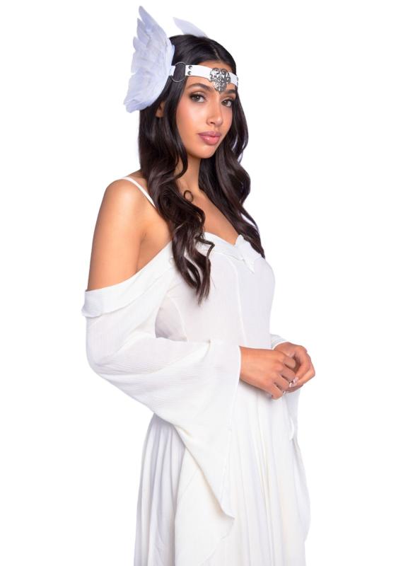 SO8013 Повязка на голову с крыльями Leg Avenue Feather headband White, перья и натуральная кожа