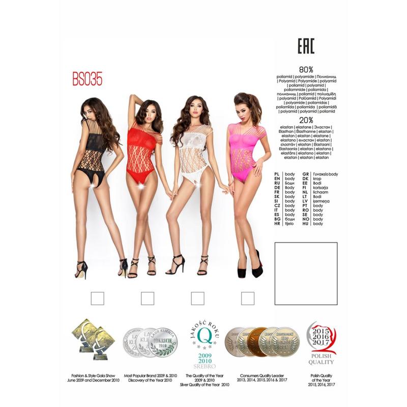 PBS035P Бодистокинг Passion BS035 pink, боди, имитация топа и трусиков