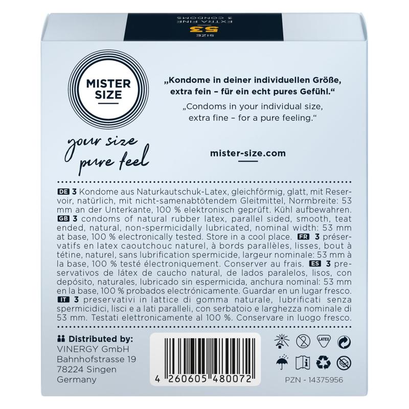 SO8034 Презервативы Mister Size - pure feel - 53 (3 condoms), толщина 0,05 мм