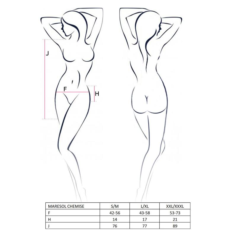 EL12902 Прозрачная сорочка с открытой спиной MARESOL CHEMISE black S/M - Passion, трусики