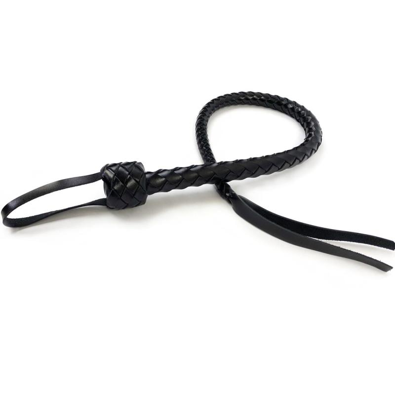 SO5177 Плеть гибкая Снейк, натуральная кожа, цвет черный, длина - 80 см