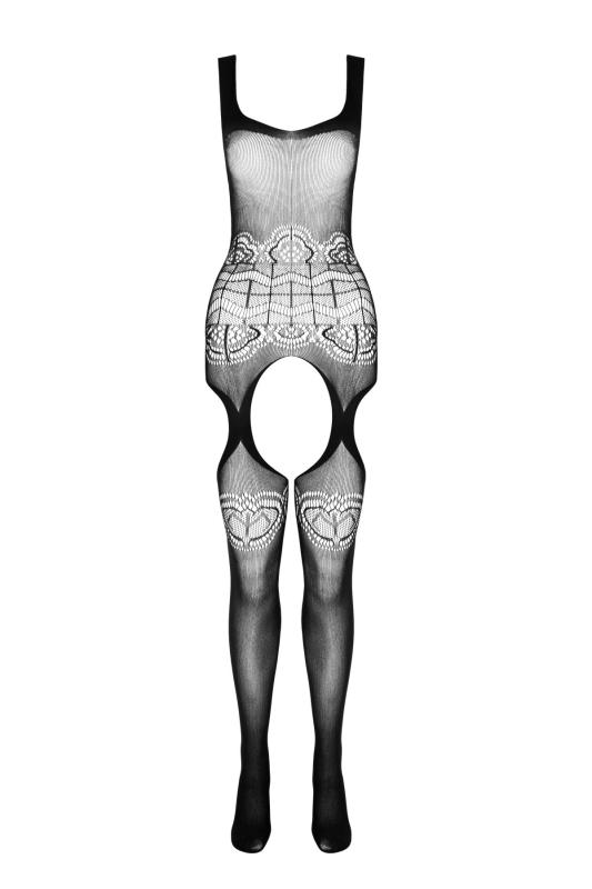 SO7073 Бодистокинг Passion ECO BS005 black, плотный, открытый доступ, имитация подвязок