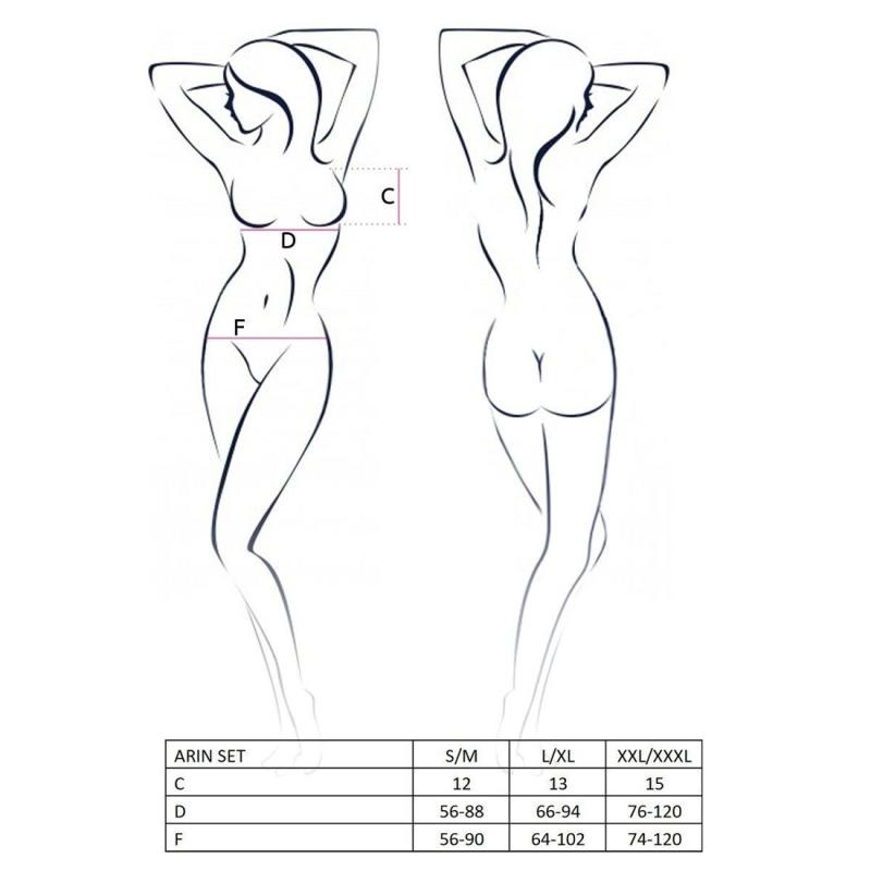 PS25401 Комплект белья ARIN SET black L/XL - Passion Exclusive: сетчатый лиф и стринги