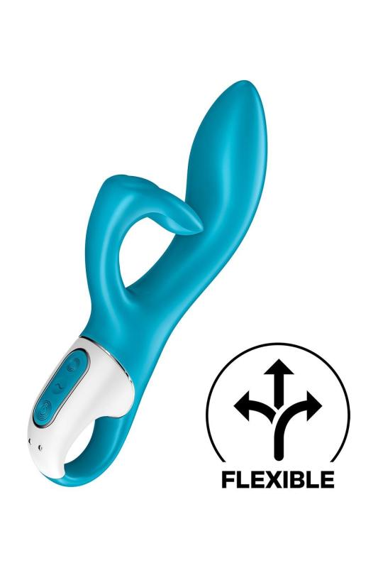 SO6284 Вібратор-кролик із потрійним відростком Satisfyer Embrace me Turquoise, 2 мотори, діаметр 3,6 см