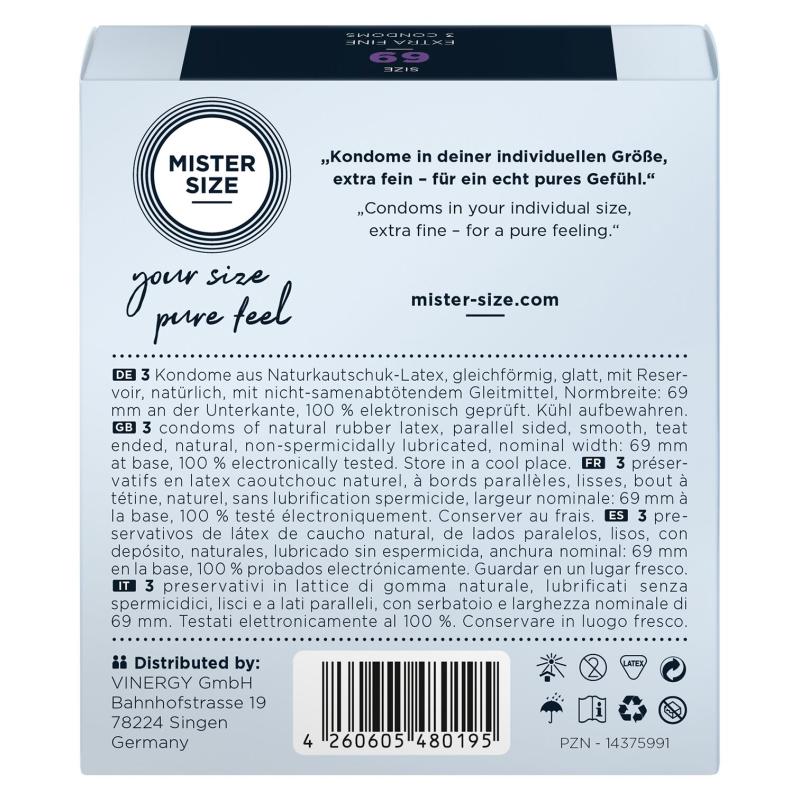 SO8038 Презервативы Mister Size - pure feel - 69 (3 condoms), толщина 0,05 мм