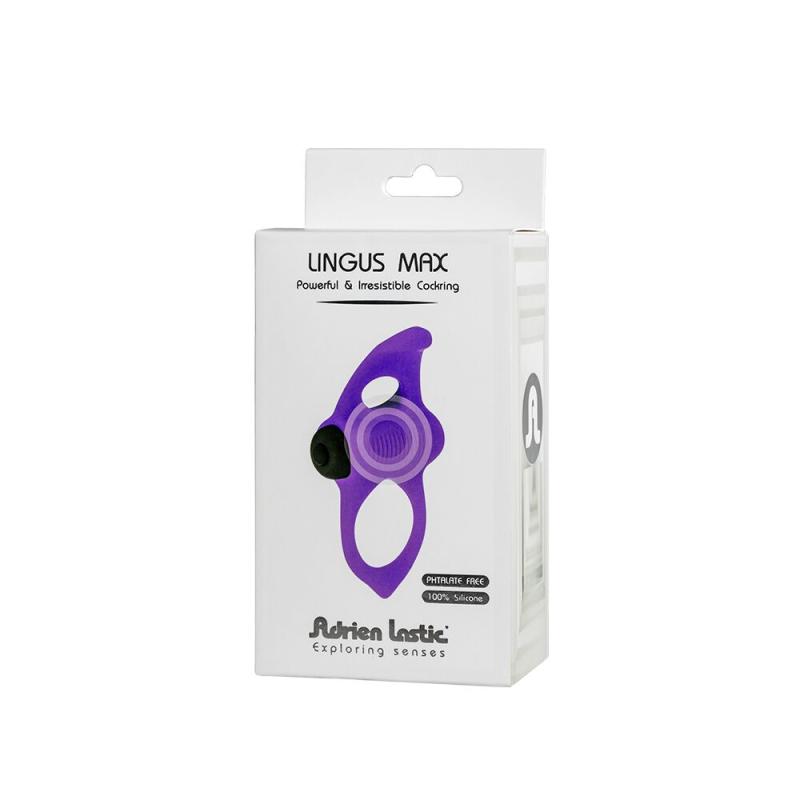 AD30723 Эрекционное виброкольцо Adrien Lastic Lingus MAX Violet с язычком для стимуляции клитора