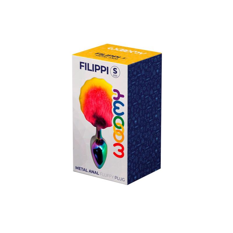 SO7431 Анальная пробка Wooomy Filippi S, с пушистым хвостиком, диаметр 2,8 см, длина 7 см