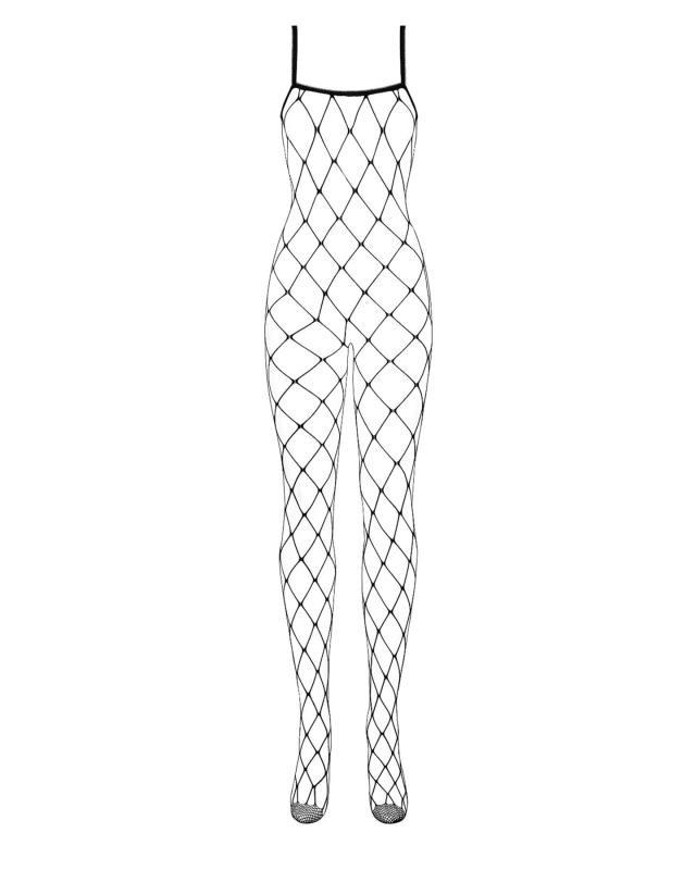 SO7251 Бодистокинг с крупной ячейкой и открытой грудью Obsessive Bodystocking N102 S/M/L, черный, комбинезо