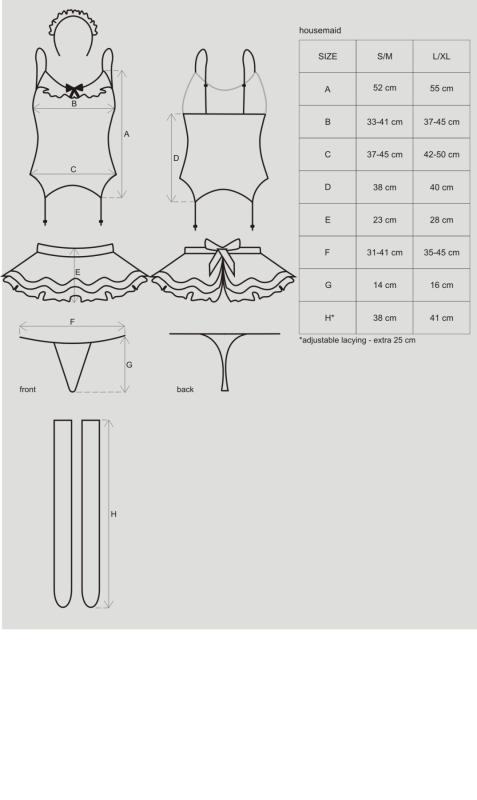 SO7279 Эротический костюм горничной с юбкой Obsessive Housemaid 5 pcs costume L/XL, черно-белый, топ с подв