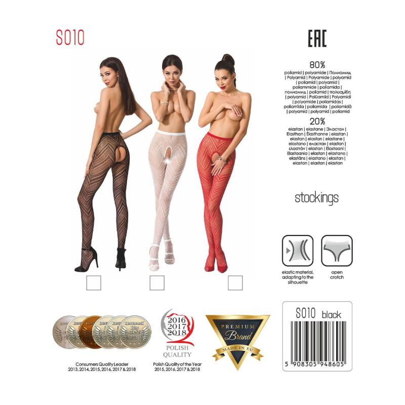 PSS010R Эротические колготки-бодистокинг Passion S010 red, с доступом, геометрический рисунок