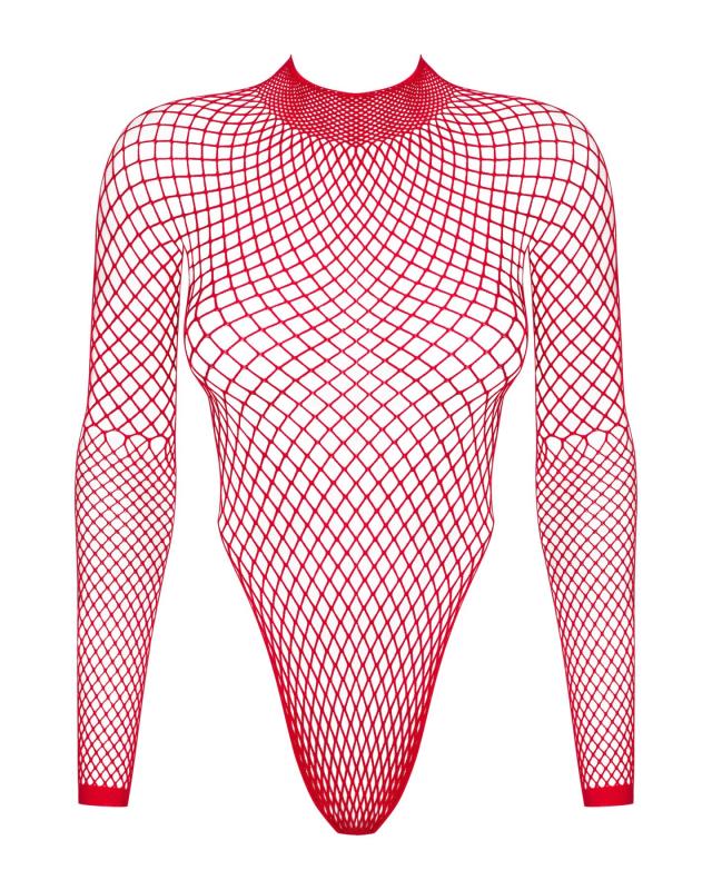 SO7211 Сетчатый бодистокинг с длинным рукавом Obsessive B126 teddy red S/M/L, красный