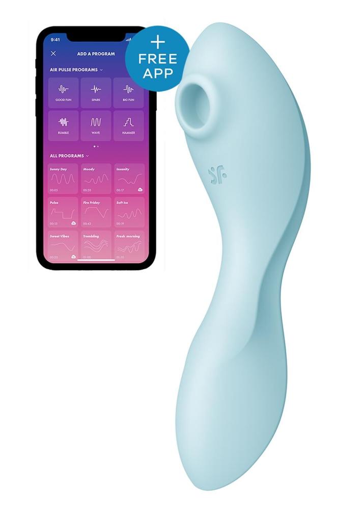 SO6726 Вакуумный смарт-стимулятор с вибрацией Satisfyer Curvy Trinity 5 (Blue), управление со смартфона