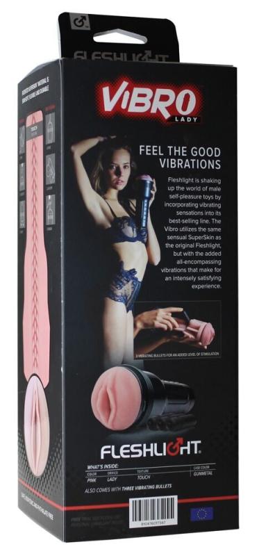 F17347 Мастурбатор с вибрацией Fleshlight Vibro Pink Lady Touch, три вибропули, стимулирующий рельеф