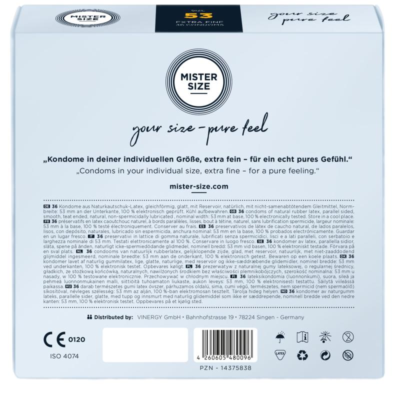 SO8051 Презервативы Mister Size - pure feel - 53 (36 condoms), толщина 0,05 мм