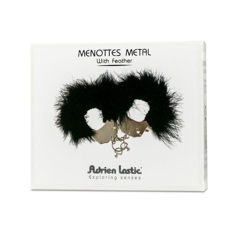 AD30310 Наручники металлические Adrien Lastic Handcuffs White с белой пушистой отделкой