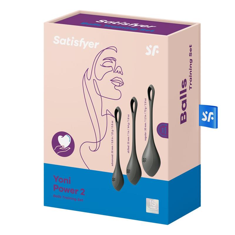 SO5550 Набор йони бусин Satisfyer Yoni Power 2 Black, диаметр 2-2,5-3см, масса 22-44-73 г