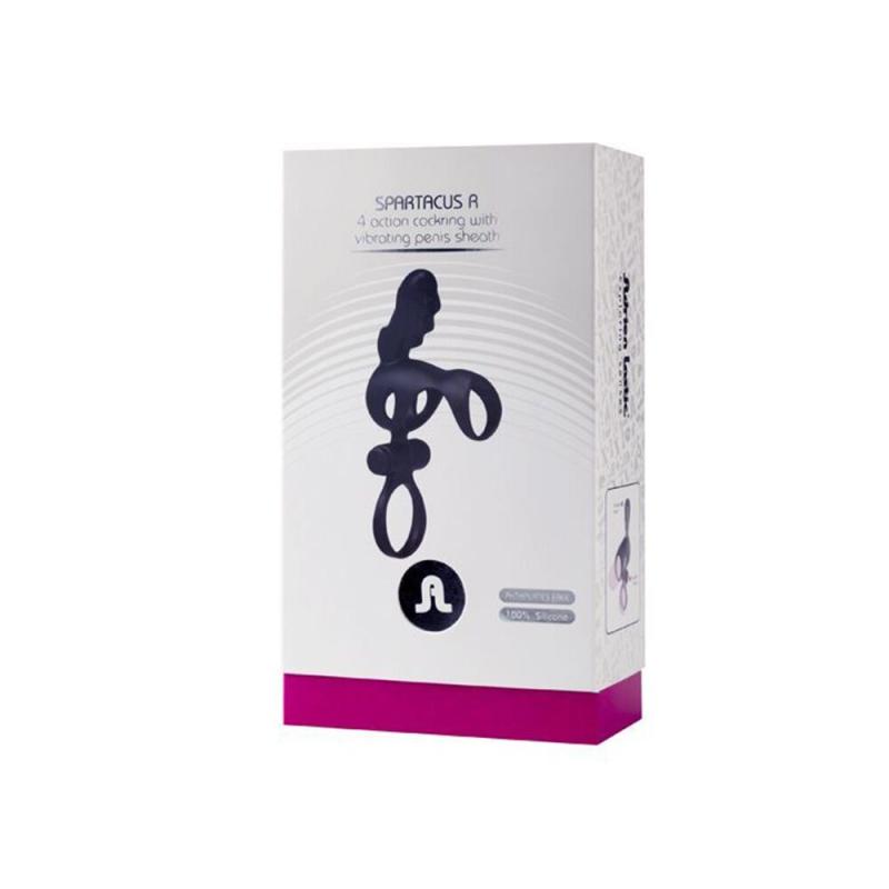 AD30639 Вибронасадка на член Adrien Lastic Spartacus R с кольцом для мошонки, 2 вибромотора