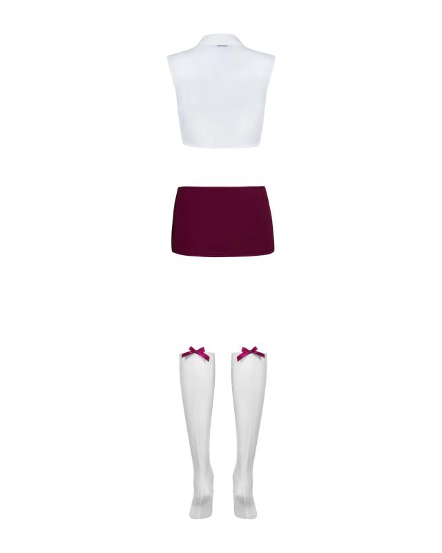 SO7731 Эротический костюм студентки Obsessive Student 4 pcs costume S/M, топ, юбка, стринги, гольфы