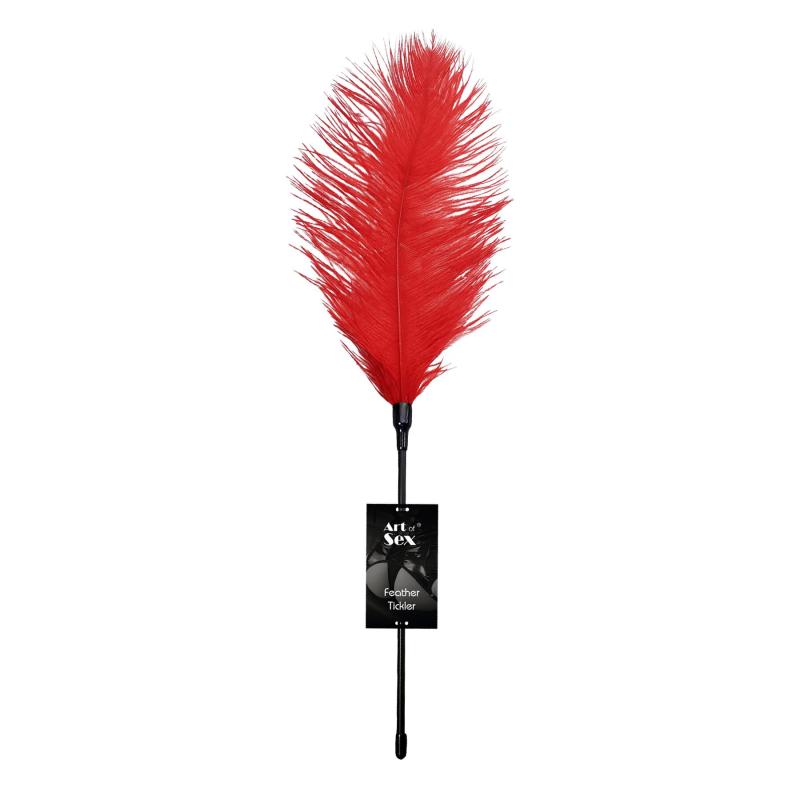 SO6999 Щекоталка со страусиным пером  Art of Sex - Feather Tickler, цвет Красный