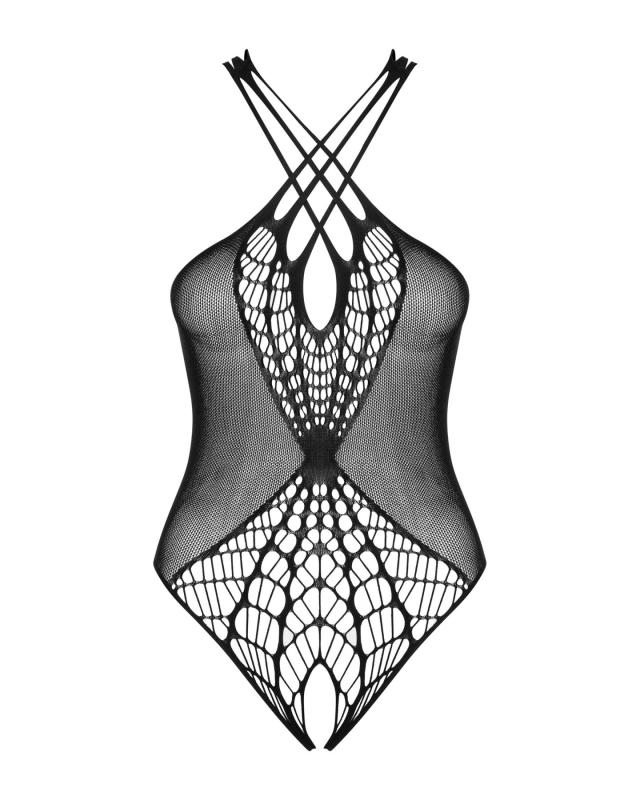 SO7206 Бодистокинг с крупной и мелкой сеткой Obsessive B118 teddy S/M/L, черный, с доступом