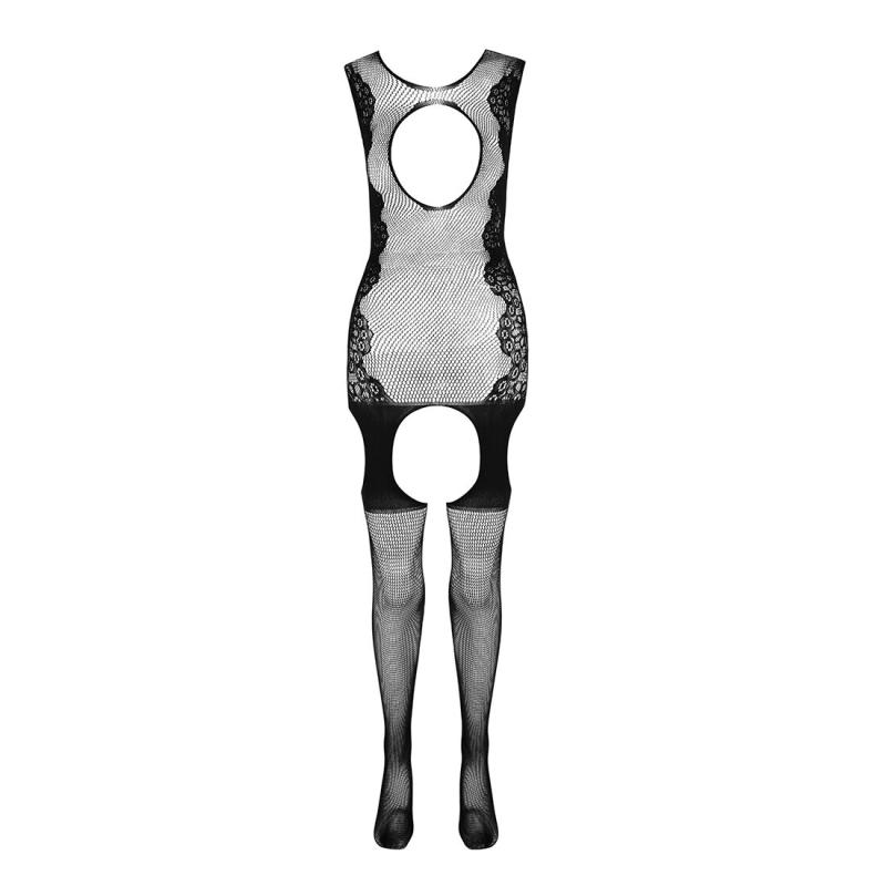 SO4735 Ажурный бодистокинг с чулками Passion BS082 black