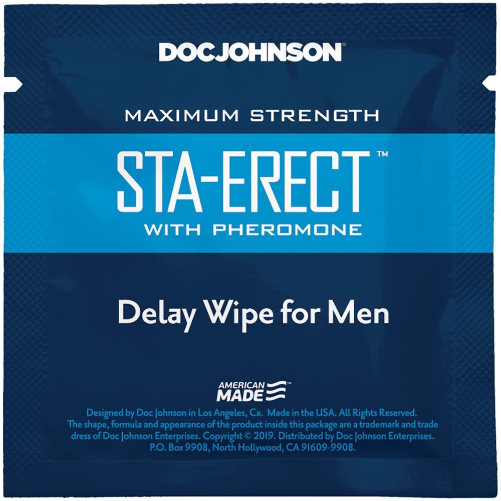 SO3489 Пролонгирующая салфетка Doc Johnson Sta-Erect Delay Wipe For Men с феромонами