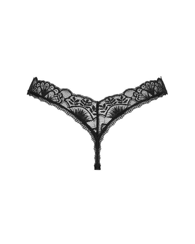SO8641 Кружевные стринги Obsessive Donna Dream thong XL/2XL Black, низкая посадка