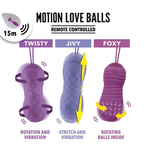 SO3854 Вагинальные шарики с жемчужным массажем FeelzToys Motion Love Balls Foxy с пультом ДУ, 7 режимов