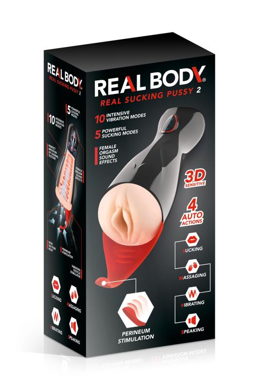 SO8692 Премиум-вибромастурбатор Real Body - Real Sucking Pussy 2, всасывание, звук, стимуляция промежности