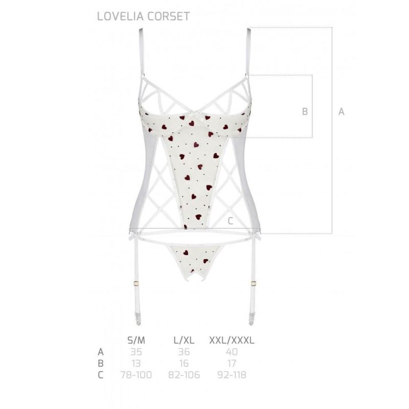 SO4768 Корсет с подвязками + стринги LOVELIA CORSET white L/XL - Passion