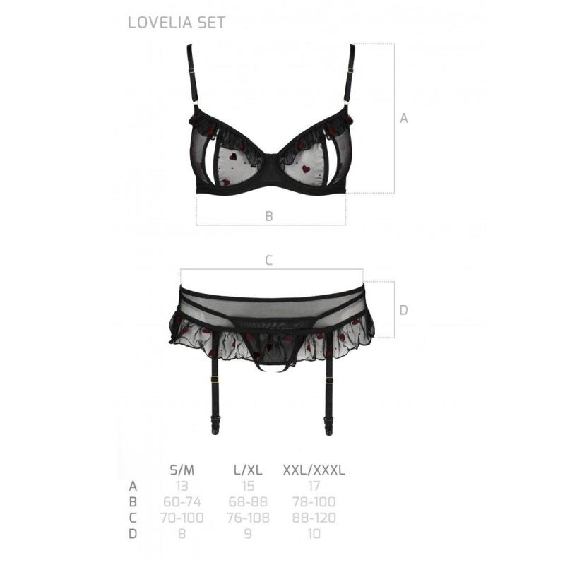 SO4777 Сексуальный комплект с поясом для чулок LOVELIA SET black L/XL - Passion