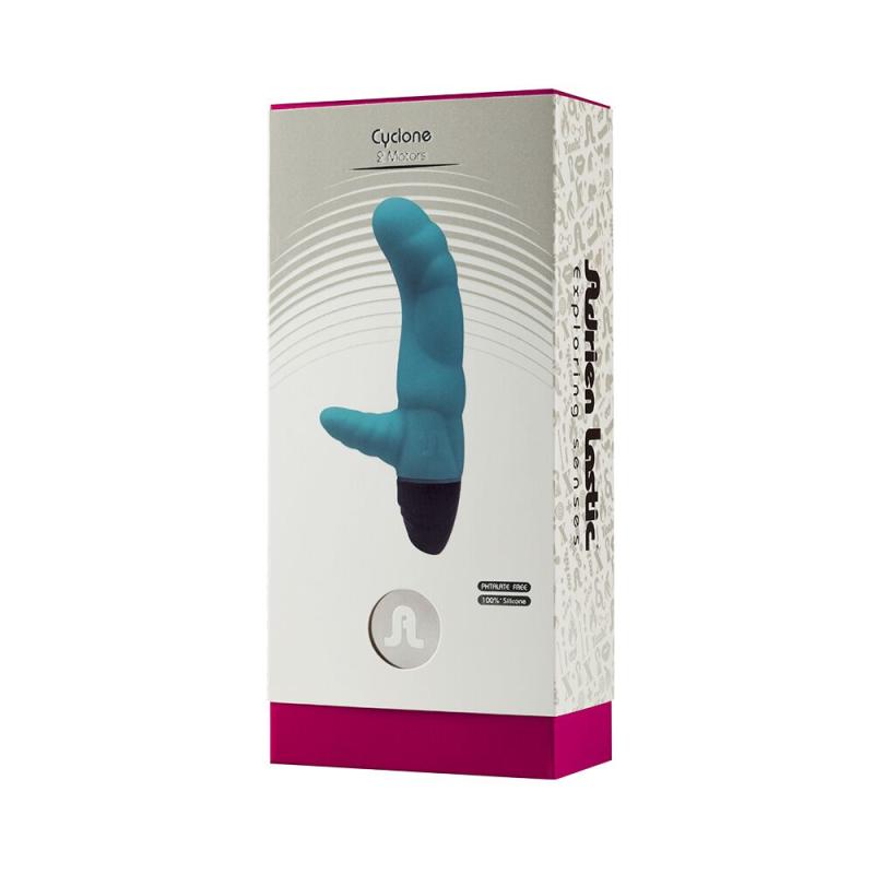 AD10795 Вибратор рельефный Adrien Lastic Cyclone Blue со стимуляцией точки G, два мотора