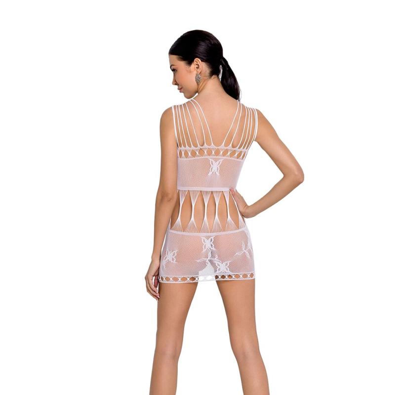 SO6390 Бодистокинг — мини-платье с бабочками Passion BS090 white