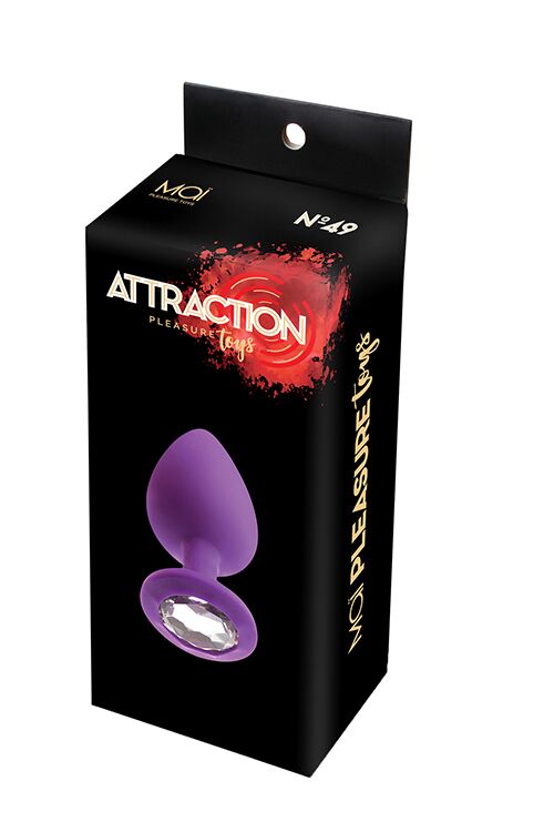 SO4629 Анальная пробка с кристаллом MAI Attraction Toys №49 Purple, длина 9,5см, диаметр 4см