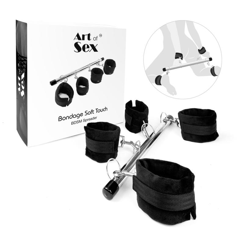 SO7523 Колодка-распорка для рук и ног Art of Sex - Bondage  Soft Touch BDSM Spreader , цвет черный