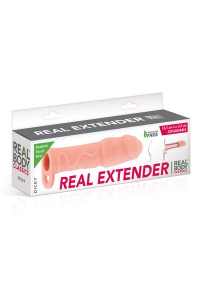 SO3716 Насадка на член Real Body - Real Extender DICKY с закрытой головкой и кольцом для мошонки