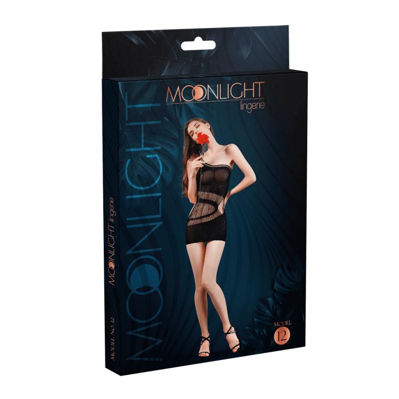 SO6345 Мини-платье на одно плечо Moonlight Model 12 XS-L Black, вертикальная бахрома