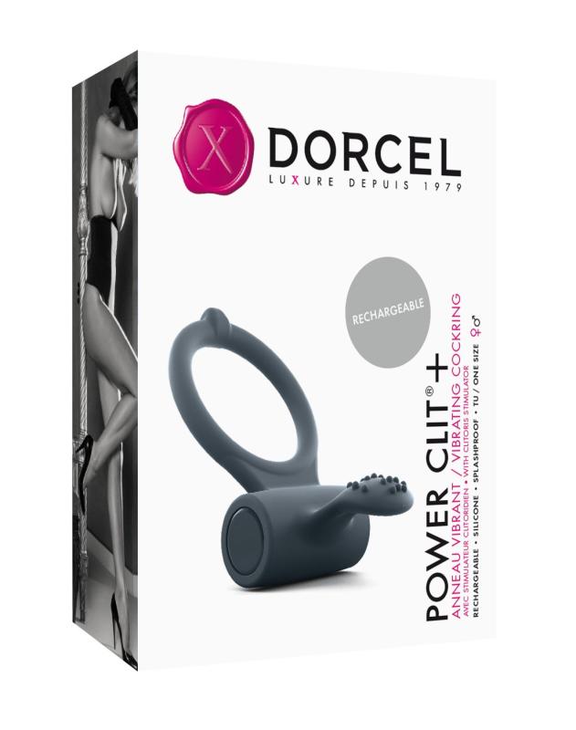SO1417 Эрекционное кольцо Dorcel Power Clit Plus с вибрацией, перезаряжаемое, с язычком со щеточкой