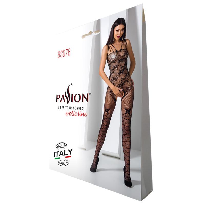 SO4153 Ажурный бодистокинг с интимными вырезами Passion BS076 black